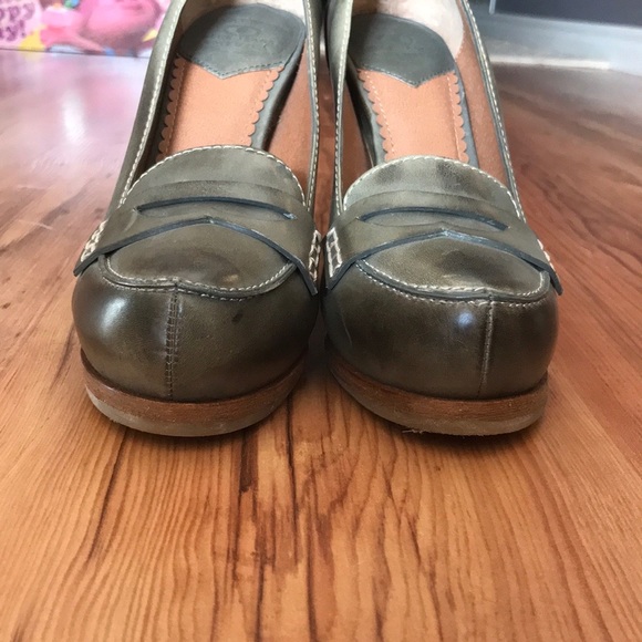 Lucky brand shoes size 6 olive leather platform - Picture 7 of 7